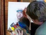 Speed Painting - Acrylic Portrait of Axl Rose holding a cat