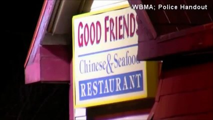 Woman fine roach in Chinese  food