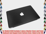 For Macbook Air 13.3 Model A1369 Protective Body Wrap Skin Black Carbon Fiber (Full Kit 5 Pcs)