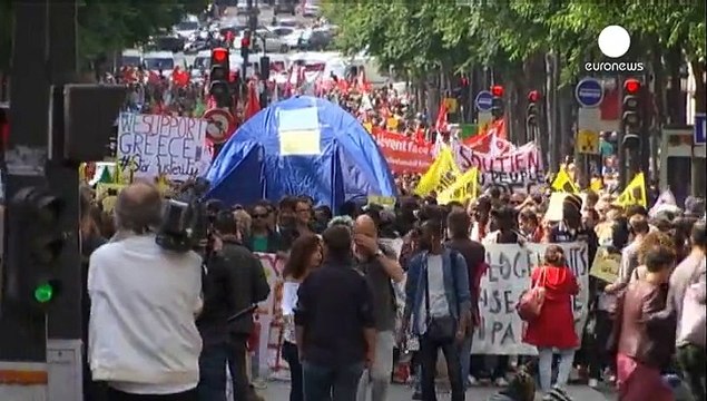 Manifestaciones de solidaridad con Grecia a pocas horas de la cumbre de los países de la eurozona