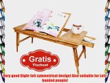 SoBuy Also Suitable For Left-handed 100% Bamboo Foldable Laptop Table Folding Bed Table Lengthen