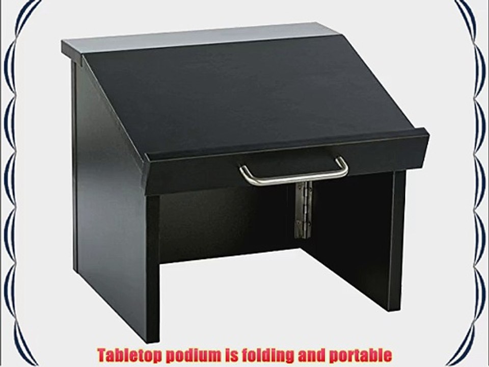 Displays2go 12.6 Inch H Tabletop Portable Podium Folding Angled Surface with Lip Hollow Storage