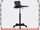 Height Adjustable Mobile Laptop Computer Desk with Black Top