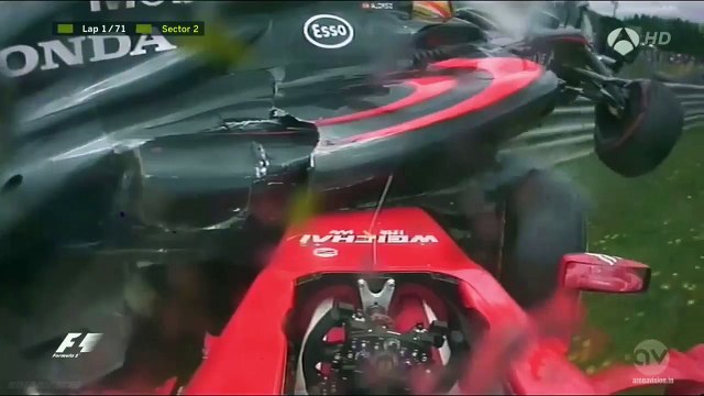 Raikkönen and Alonso Big Crash | Austria Grand Prix 2015