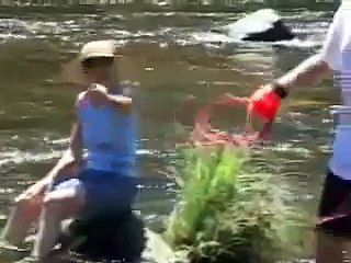 Production gold dredging along the Klamath River