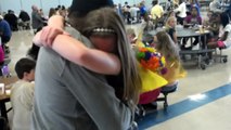 Step-dad surprising daughter at school lunch