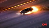 Police Chase Car That Catches On Fire