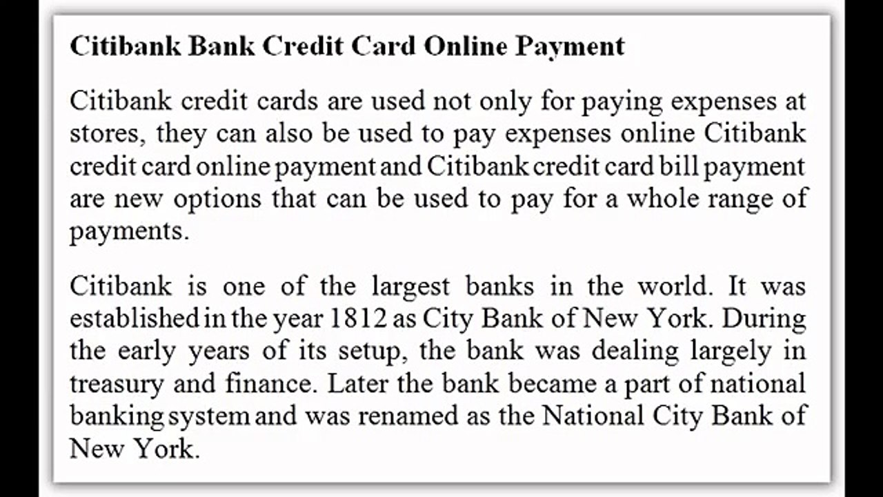 How to Citibank Bank Credit Card Make Online Payment