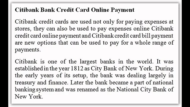How to Citibank Bank Credit Card Make Online Payment