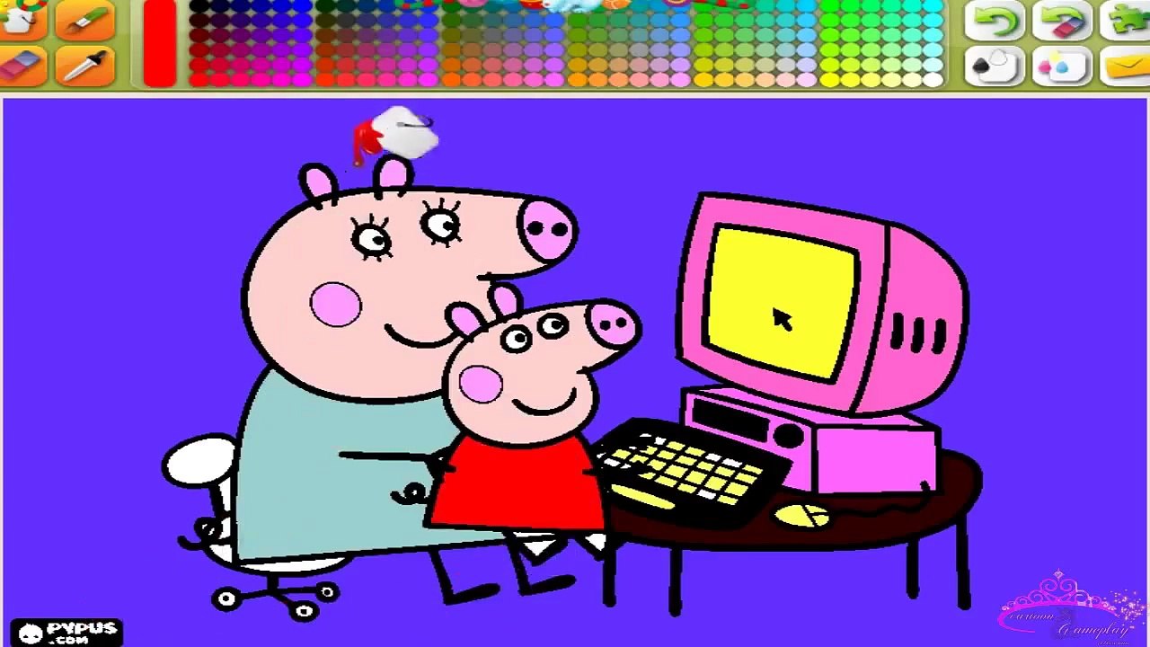 Coloring Game W/ Nursery Rhyme for Children ♥ Peppa Pig Dinosaur ♥ Painting pages & Songs