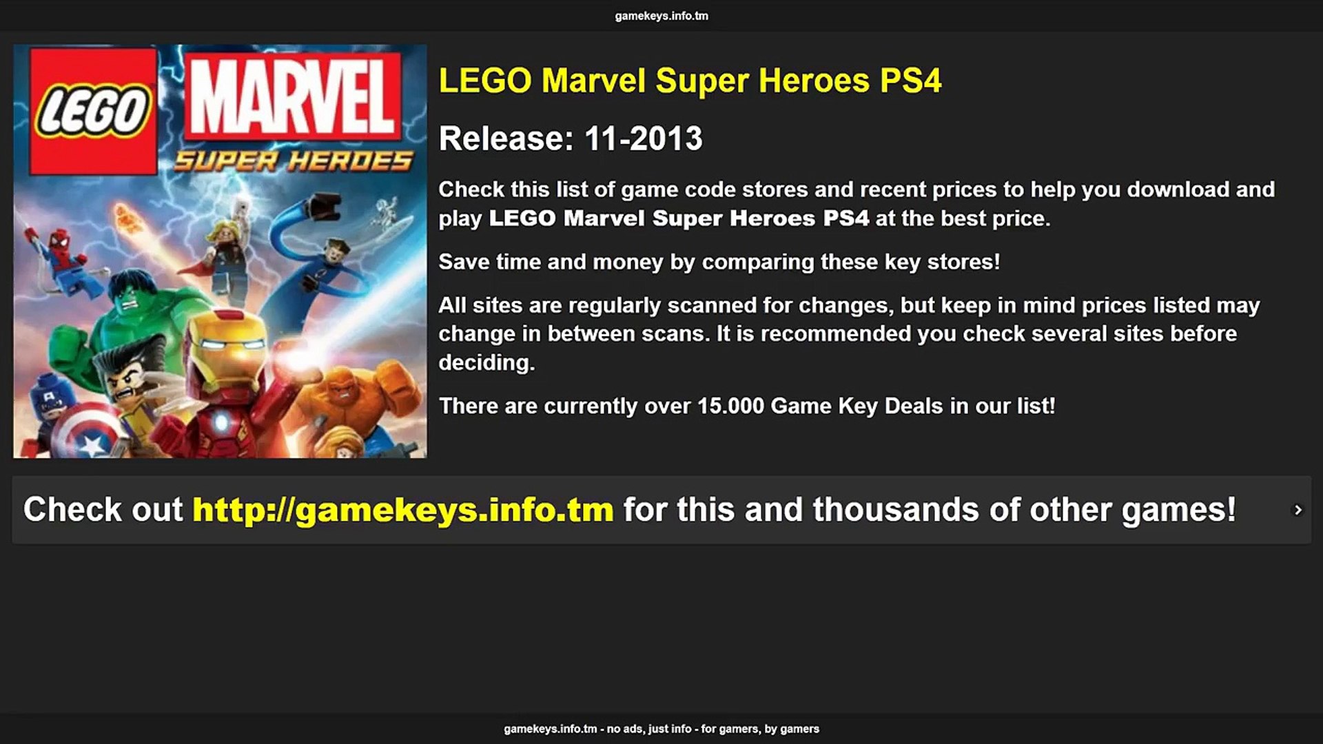 Lego Marvel Super Heroes Ps4 Game Key Video Dailymotion