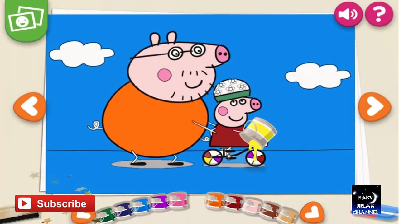 Peppa Pig Bike Riding with Daddy Pig - Peppa Pig Coloring Pages