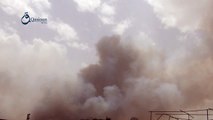 وكالة قاسيون: حماه احتراق المحاصيل في بلدة كفر نبوذة جراء قصف النظام على البلدة 2-6-2015