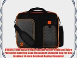 ORANGE TRIM BLACK Pindar Durable Water-Resistant Nylon Protective Carrying Case Messenger Shoulder