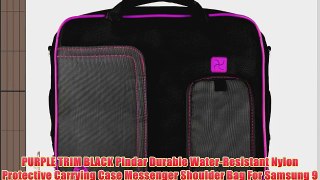 PURPLE TRIM BLACK Pindar Durable Water-Resistant Nylon Protective Carrying Case Messenger Shoulder