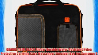 ORANGE TRIM BLACK Pindar Durable Water-Resistant Nylon Protective Carrying Case Messenger Shoulder