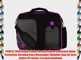 PURPLE TRIM BLACK Pindar Durable Water-Resistant Nylon Protective Carrying Case Messenger Shoulder