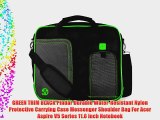 GREEN TRIM BLACK Pindar Durable Water-Resistant Nylon Protective Carrying Case Messenger Shoulder