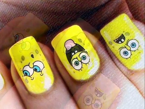Sponge Bob Decals Nail Art Nail Water Decals How To Nail Polish Easy Nail designs cute - Video Dailymotion