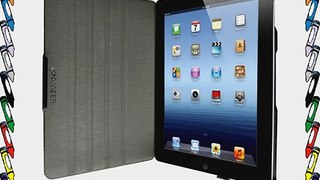 Amzer Shell Portfolio Case Cover for Apple iPad 3 iPad 4 - Black Carbon Fibre Texture