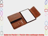 Brown Leather Padfolio Case With Multiangle Viewing for iPad Air 2 / iPad Air plus MacBook