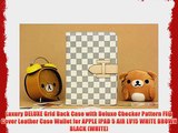 Luxury DELUXE Grid Back Case with Deluxe Checker Pattern Flip Cover Leather Case Wallet for