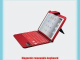 FOME PU Leather Wireless Bluetooth Super Slim Keyboard and Protective Case with Stand for Apple