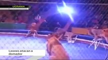 León ataca a domador de circo en Ucrania / Lion attacks tamer in Ukraine