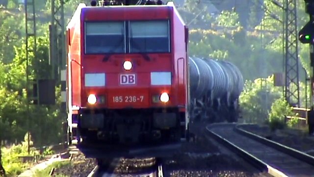 Züge bei Erpel-Linz am Rhein, 2x 189, 5x 185, 140, 145, 152, 3x 143, 2x 425