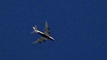British Airways Airbus A380 flying over Bay Front Park