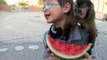 baby monkey nala eats watermelon with Draven
