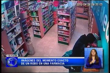 Imágenes del momento exacto de un robo en una farmacia