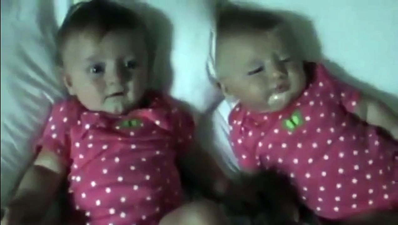 Twin babys laugh