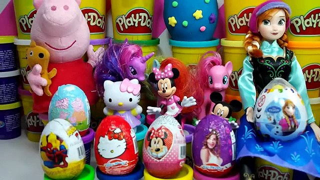 frozen play doh kinder surprise eggs spiderman peppa pig lps violetta 3 egg surprise