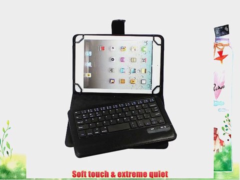 FOME QWERTY Universal PU Leather Portfolio Case with Detachable Bluetooth Keyboard Stand for