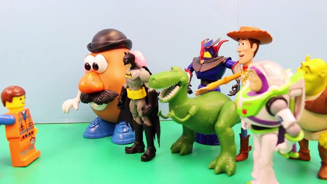 Batman in Legoland by ToysReviewToys with Buzz Lightyear Rex Dinosaur Mr Potato Head and Lego Emmet