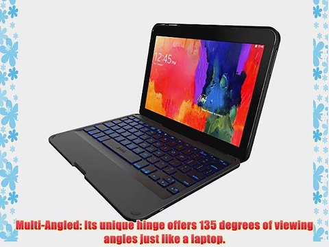 ZAGG Folio Case Hinged with Backlit Bluetooth Keyboard for Samsung Galaxy Tab 4 10.1 - Black