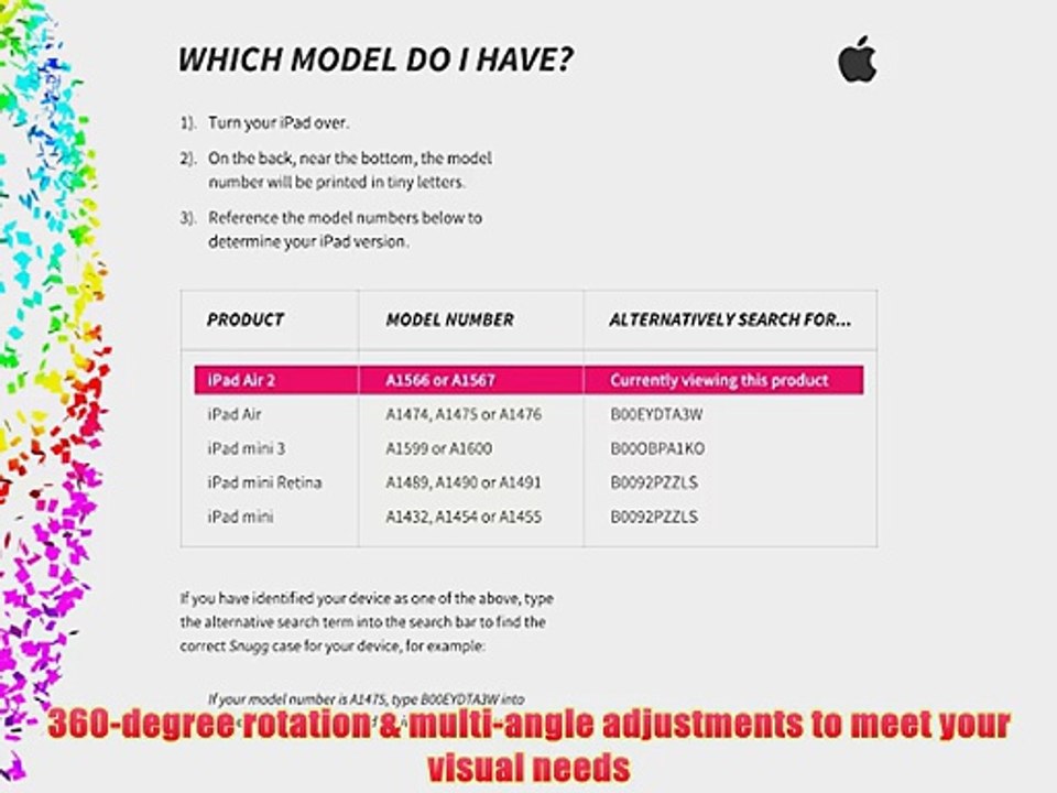 Snugg? iPad Air 2 360? Rotatable Keyboard Case - Ultra Slim Keyboard Case with Bluetooth Connectivity