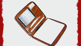 Deluxe Leather Zipped Organizer Portfolio for iPad mini 3 / iPad mini 2 / iPad mini Letter