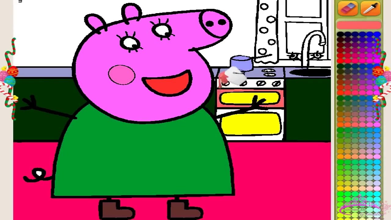 Coloring Game W/ Nursery Rhyme for Children ♥ Mother of Peppa Pig ♥ Painting pages vesves