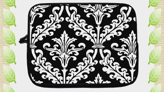 13 inch Rikki KnightTM Black and White Color Damask Design Laptop Sleeve