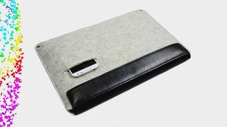 D-park Wool and Leather 12.7 x 8 inch Laptop Sleeve Light Grey and Black