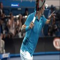 Roger Federer - Super Slow Motion Running Topspin Reverse Forehand