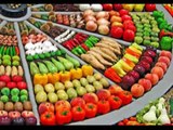 Vie pratique : Cuisine et santé - Un marché, présentation originale des stands de Fruits et légumes.