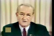 el presidente Lyndon Johnson dimite su nomramiento a ser presidente de Estados Unidos de nuevo