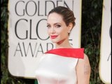 Angelina Jolie: 2012 Golden Globes Atelier Versace White and Red Gown Brad Pitt