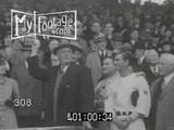 Stock Footage - 1930's BASEBALL. FDR ROOSEVELT THROWS OUT FIRST PITCH / PRES SPORTS