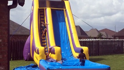 This dog loves water slides!!!!