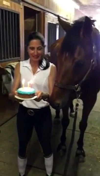 Pour son anniversaire son cheval souffle ses bougies ... pour de vrai !