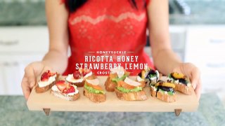 Crostini Bar with Honey Ricotta with Strawberries